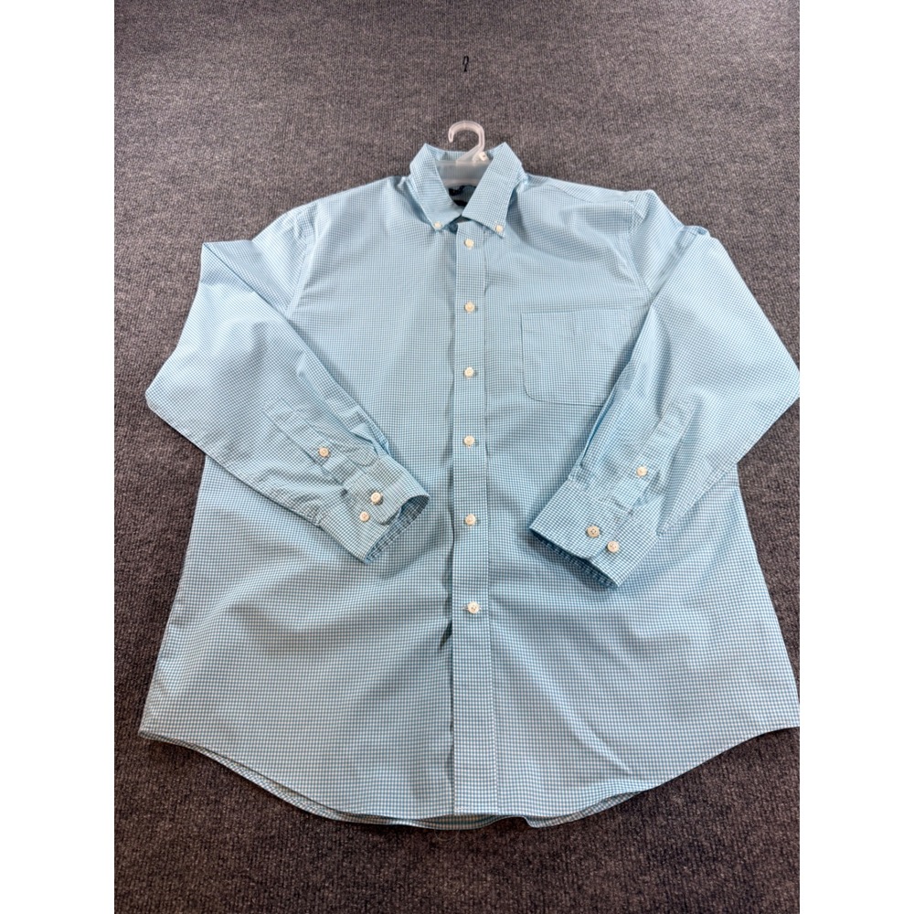 Lauren Ralph Lauren Mens Blue Gingham Stretch Regular Fit Shirt 16 32/33 L